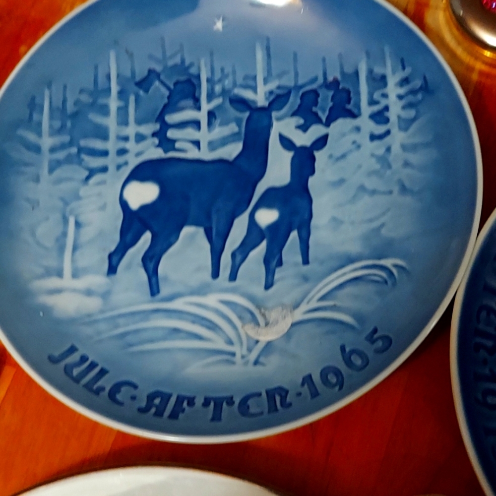 Two B&G  Copenhagen porcelain plates.  Year 1965 and 1975.